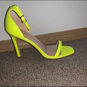 Neon Square Toed Heels